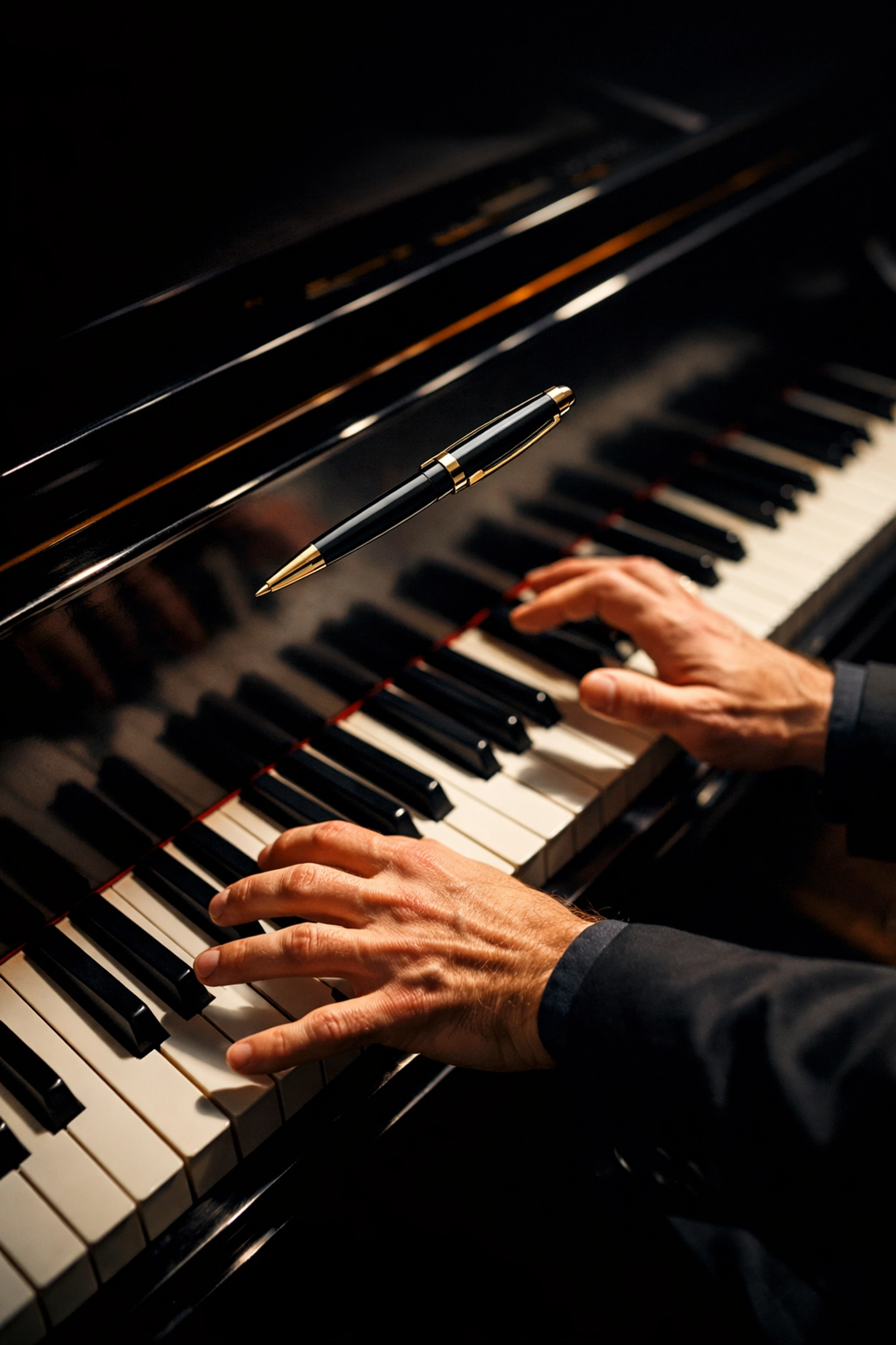 Visual improvisation piano technique - pen gesture above piano keys for kinetic flow masterclass